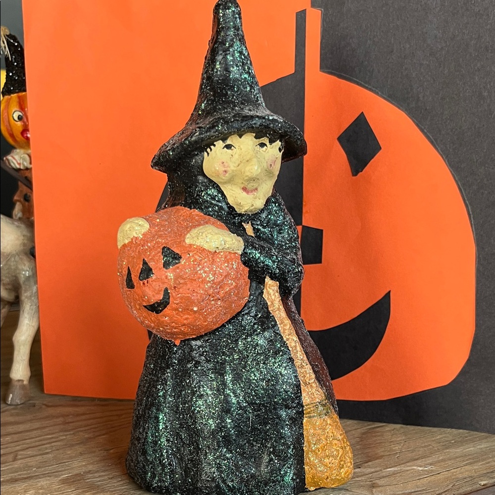 Teena Flanner Witch Figurine with Pumpkin